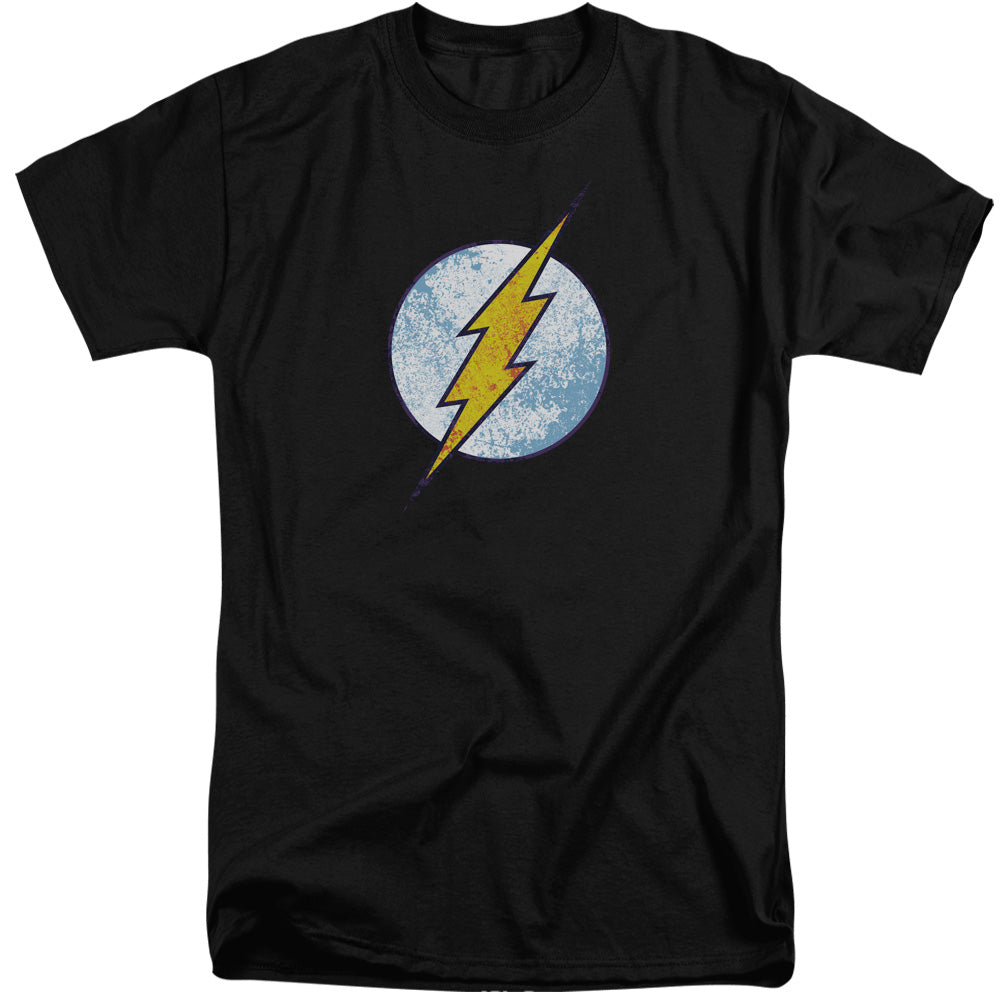 Dc Flash - Flash Neon Distress Logo - Short Sleeve Adult Tall - Black T-shirt