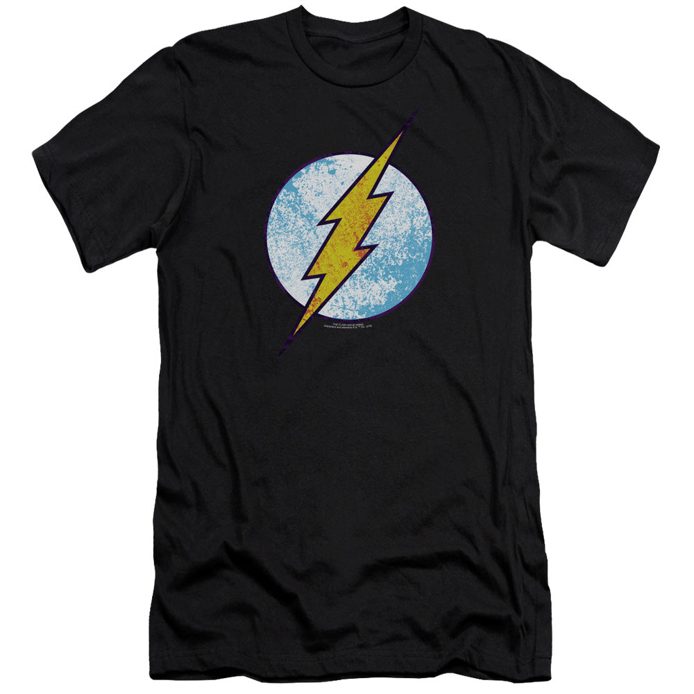 Dc Flash - Flash Neon Distress Logo-premuim Canvas Adult Slim Fit 30/1 - Black