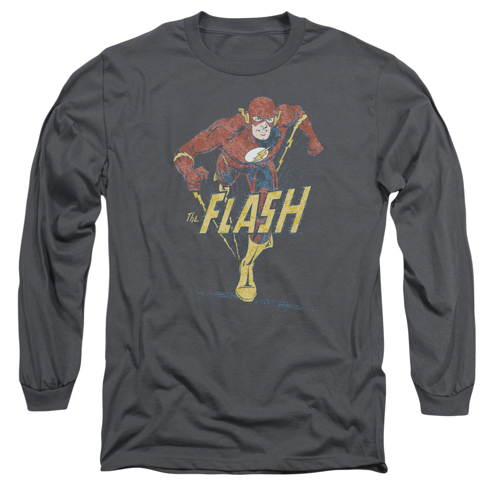 Dc Flash - Desaturated Flash - Long Sleeve Adult 18/1 - Charcoal T-shirt