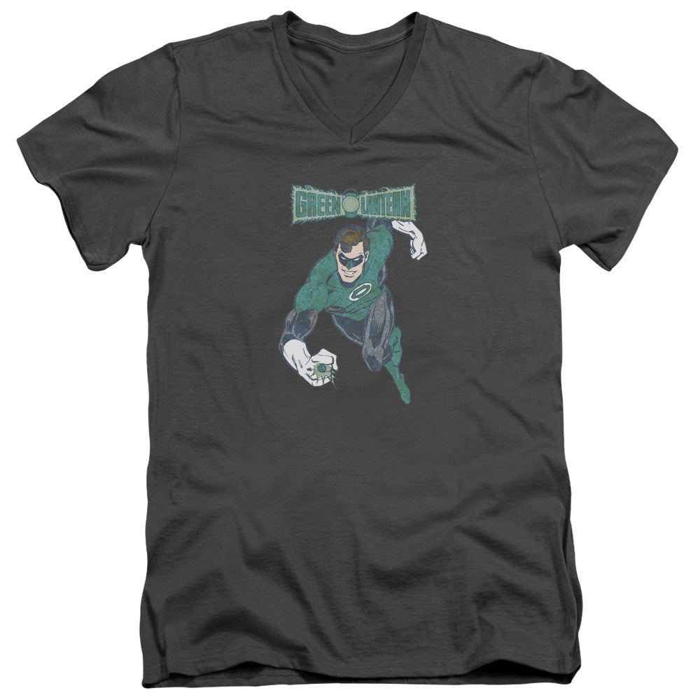 Dco - Desaturated Green Lantern - Short Sleeve Adult V-neck - Charcoal T-shirt