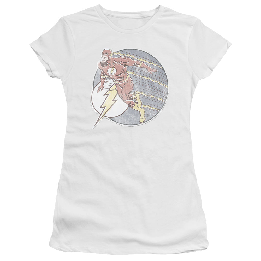 Dc Flash - Retro Flash Iron On - Short Sleeve Junior Sheer - White T-shirt