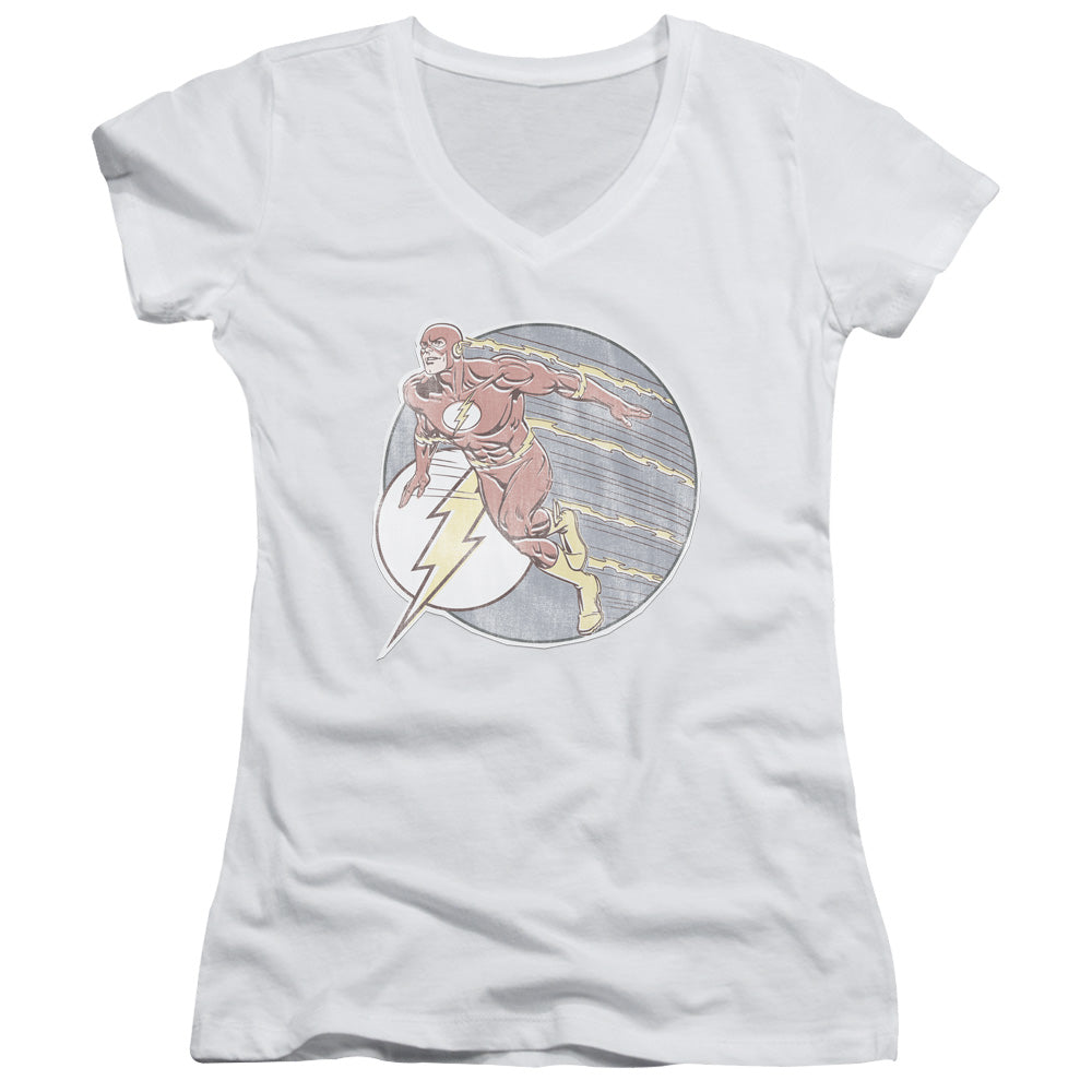 Dc Flash - Retro Flash Iron On - Junior V-neck - White