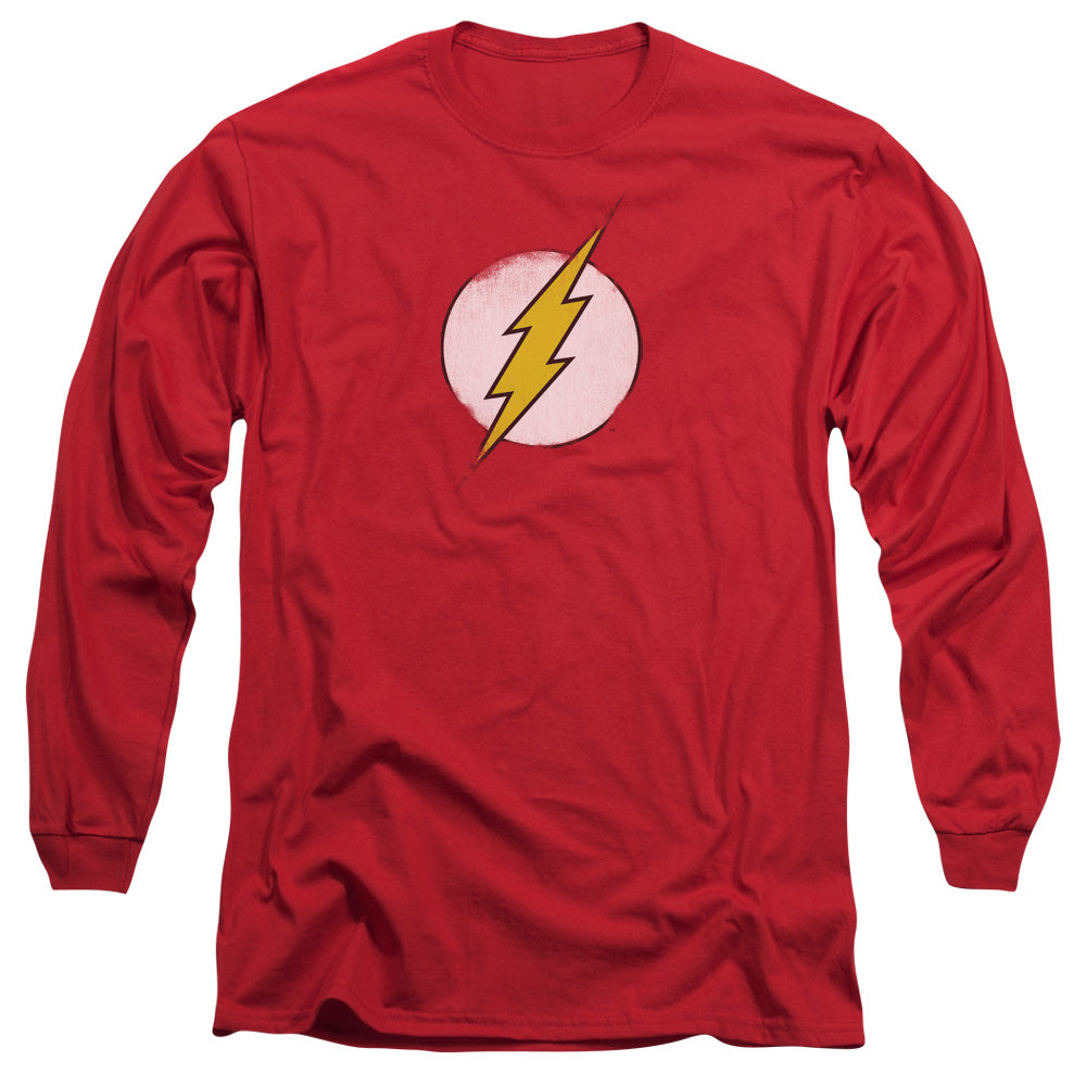 Dc Flash - Rough Flash Logo - Long Sleeve Adult 18/1 - Red T-shirt