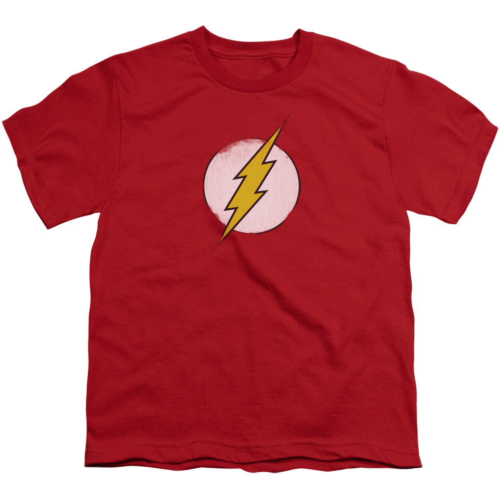 Dc Flash - Rough Flash Logo - Short Sleeve Youth 18/1 - Red T-shirt