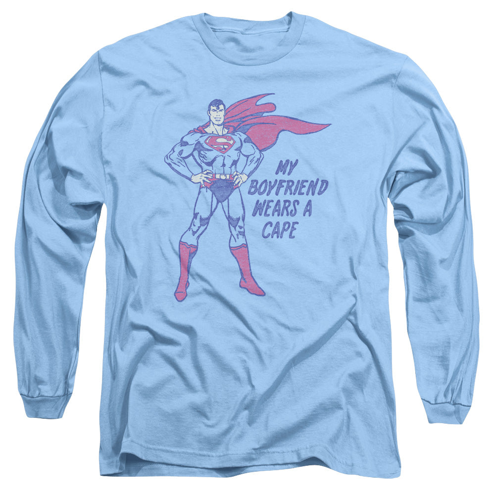 Dc - Wears A Cape - Long Sleeve Adult 18/1 - Carolina Blue T-shirt