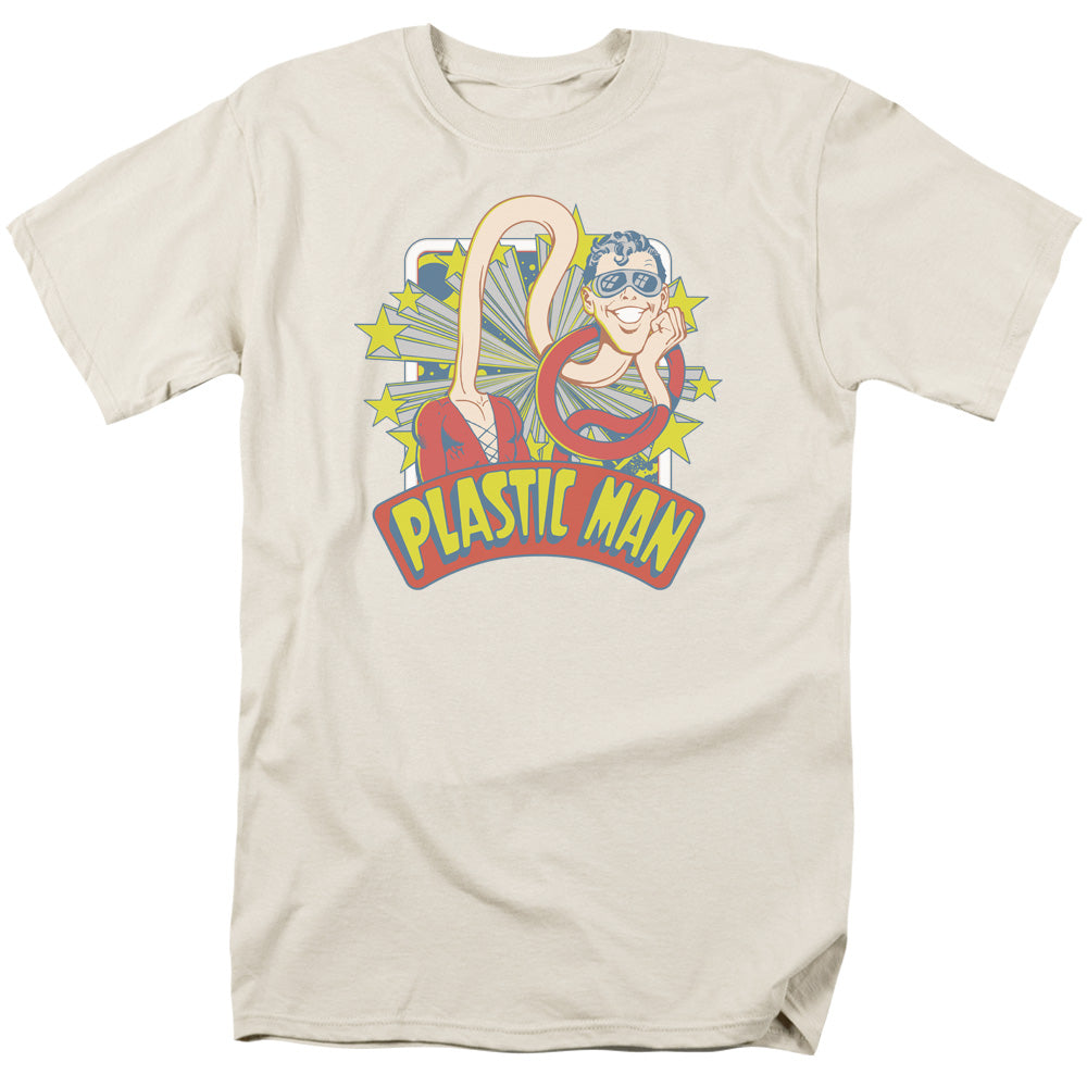 Dc - Plastic Man Stars - Short Sleeve Adult 18/1 - Cream T-shirt