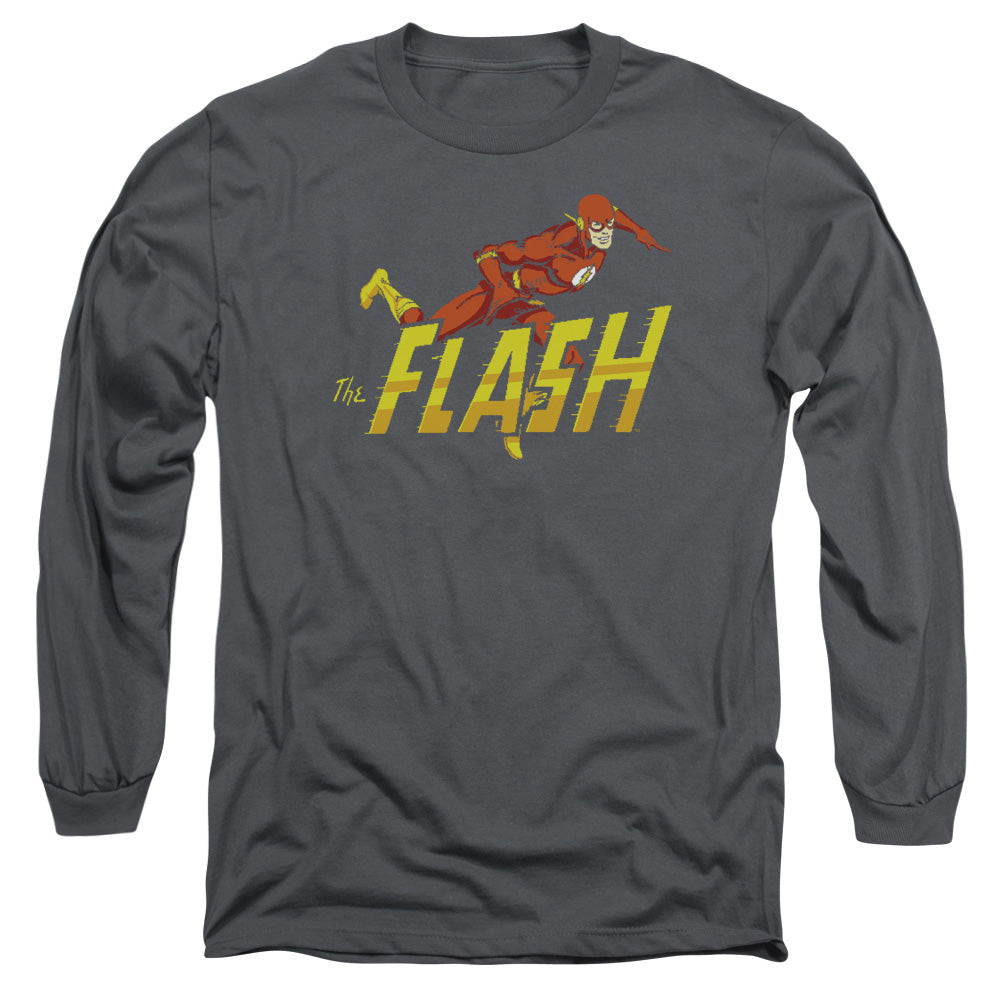 Dc Flash - 8 Bit Flash - Long Sleeve Adult 18/1 - Black T-shirt
