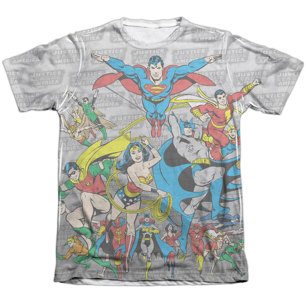 Dc - Justice League Assemble - Adult 65/35 Poly/cotton Short Sleeve Tee - White T-shirt