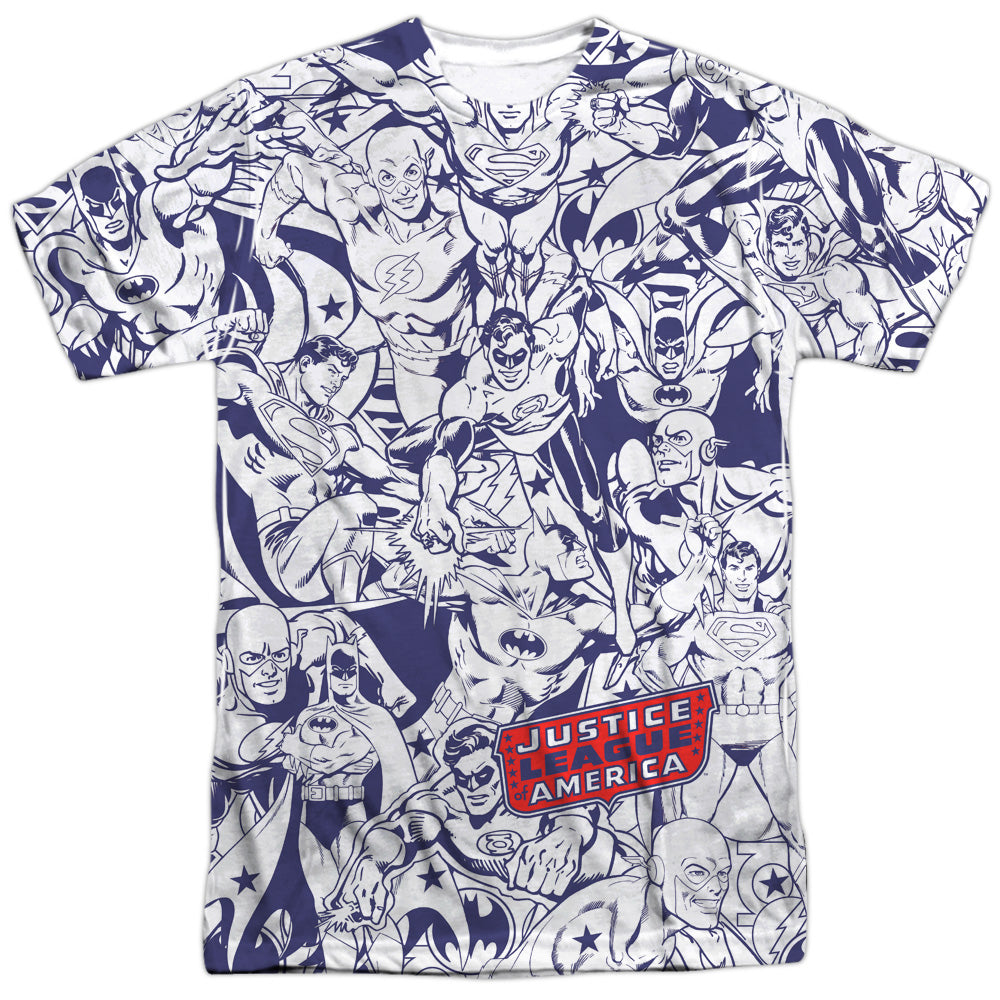 Dc - Justice All Around - Short Sleeve Adult 100% Poly Crew - White T-shirt