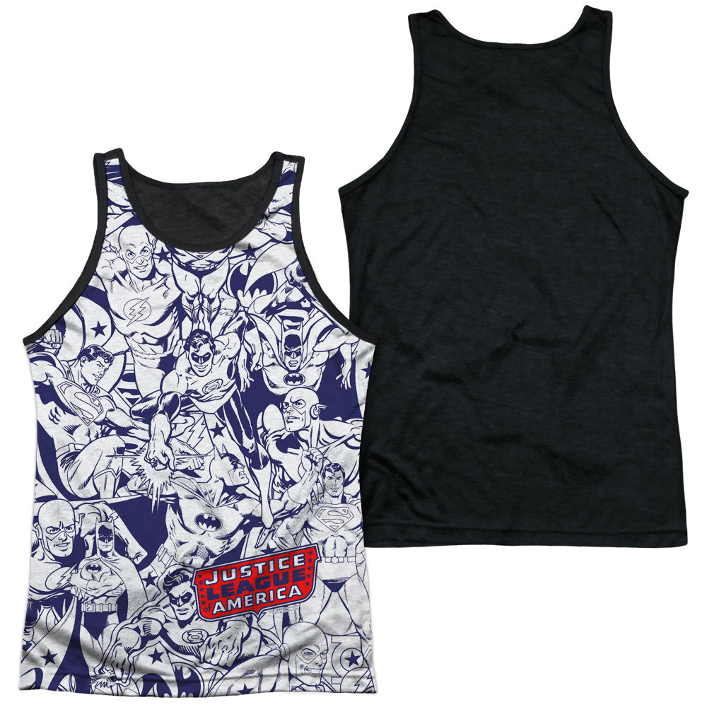 Dc - Justice All Around - Adult Poly Tank Top Black Back - White