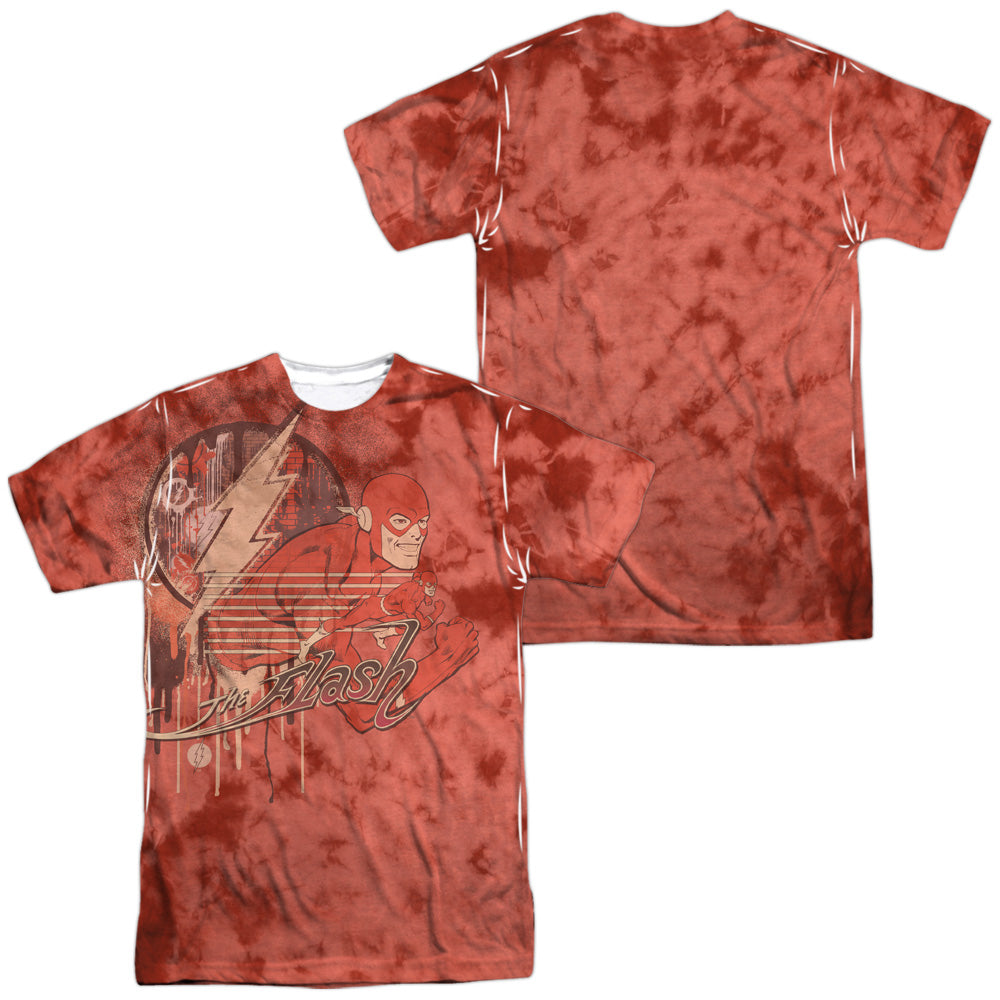 Dc Flash - Charge Ahead (Front/back Print) - Short Sleeve Adult 100% Poly Crew - White T-shirt