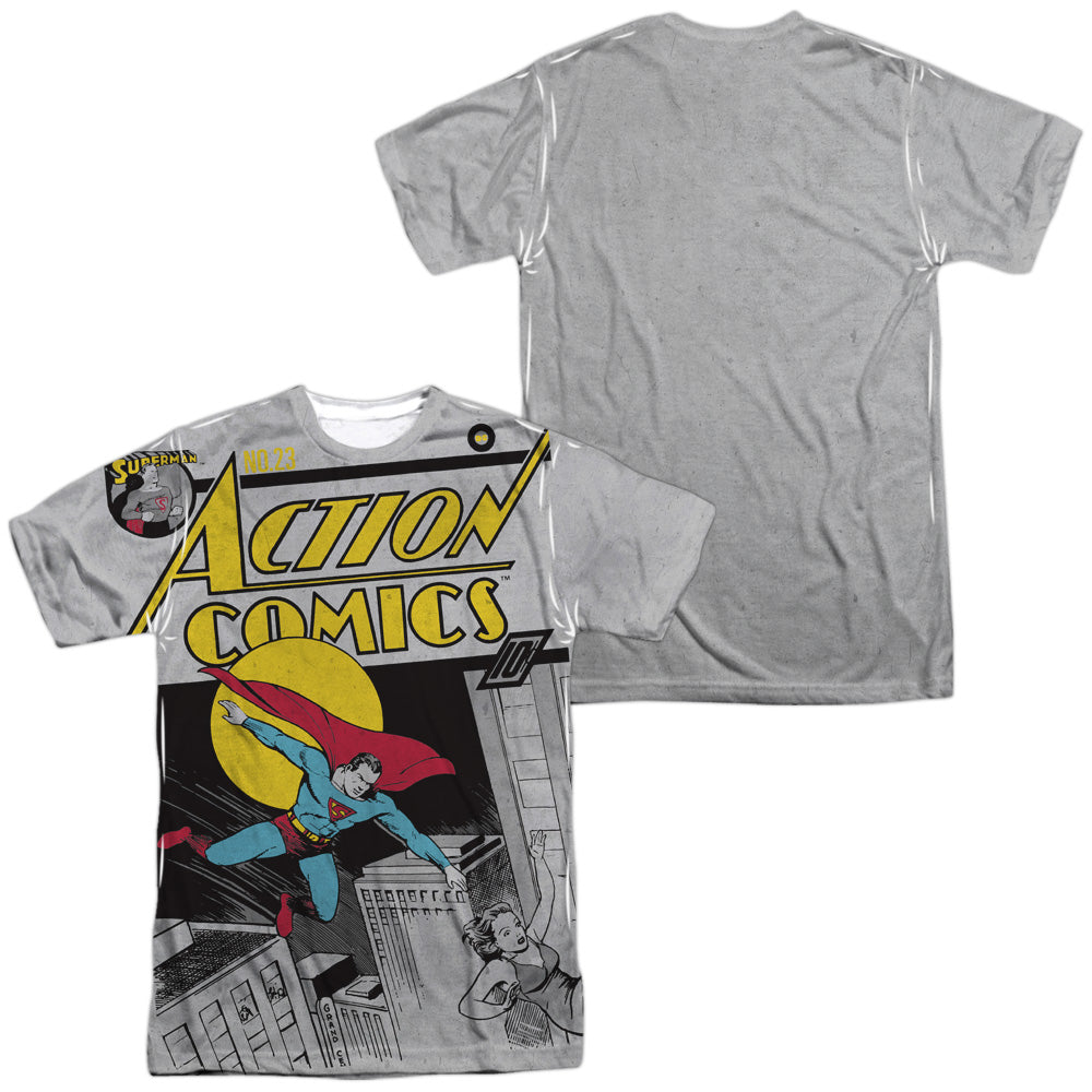 Dc - Superman No. 23 (Front/back Print) - Short Sleeve Adult 100% Poly Crew - White T-shirt