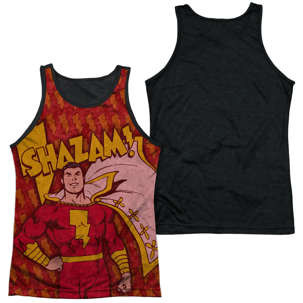 Dc - Shazam Bolts - Adult Poly Tank Top Black Back - White