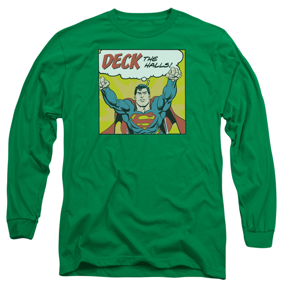 Dc - Deck The Halls - Long Sleeve Adult 18/1 - Kelly Green T-shirt
