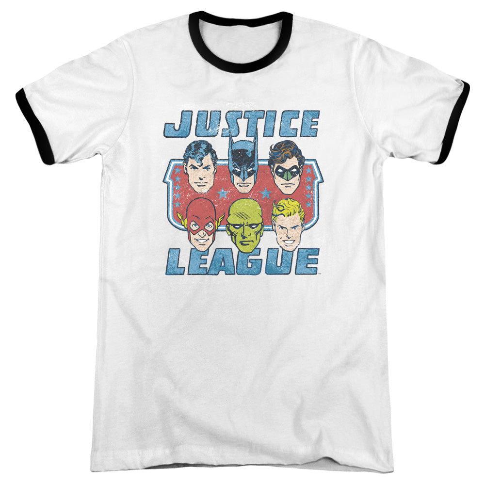 Dc - Faces Of Justice - Adult Ringer - White/black