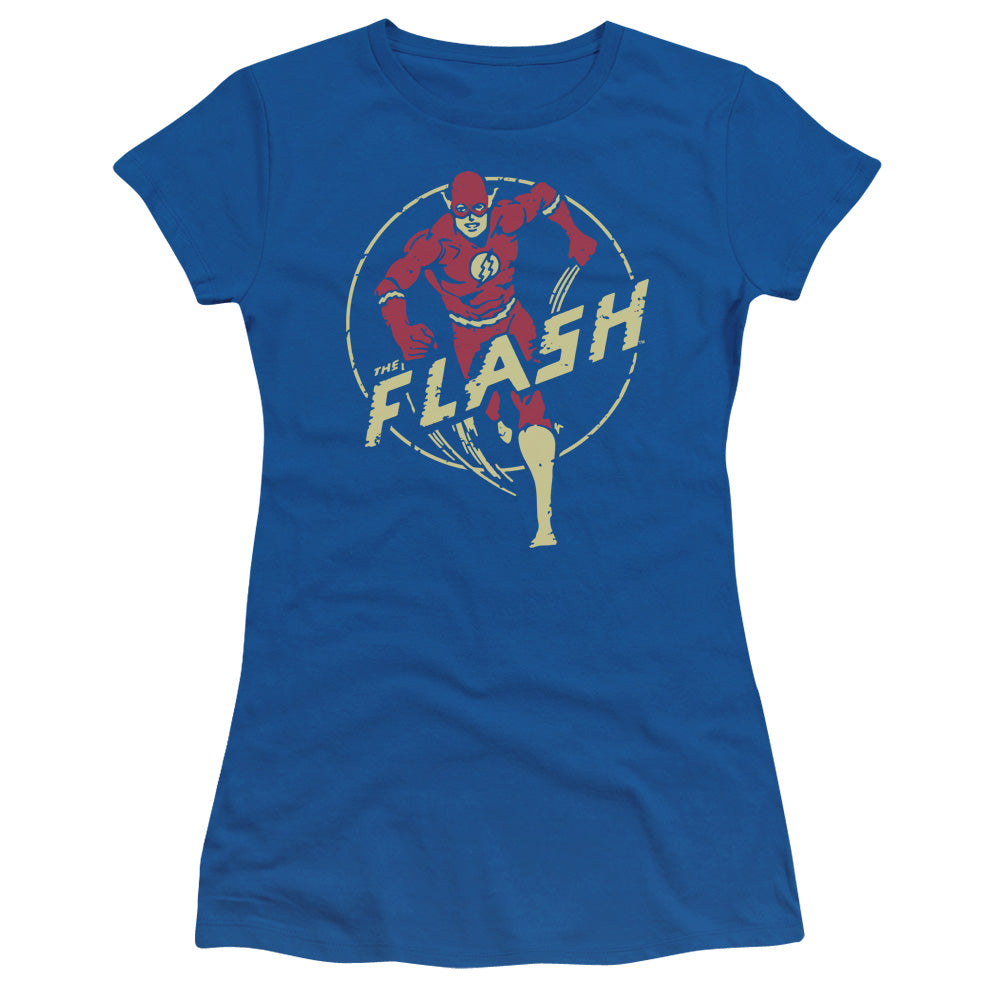 Dc Flash - Flash Comics - Short Sleeve Junior Sheer - Royal Blue T-shirt