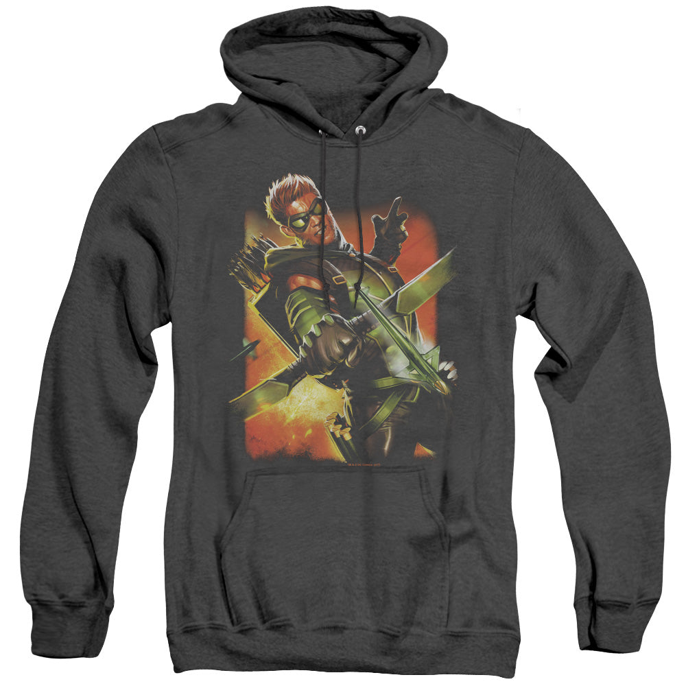 Jla - Green Arrow #1 - Adult Heather Hoodie - Black