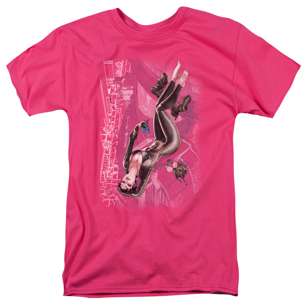 Jla - Catwoman #1 - Short Sleeve Adult 18/1 - Hot Pink T-shirt