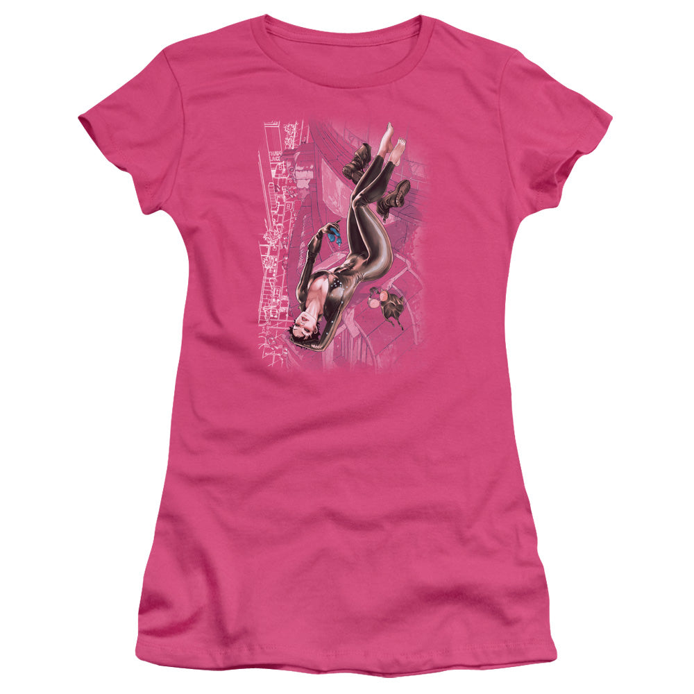 Jla - Catwoman #1 - Short Sleeve Junior Sheer - Hot Pink T-shirt