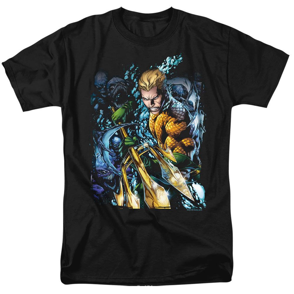 Jla - Aquaman #1 - Short Sleeve Adult 18/1 - Black T-shirt