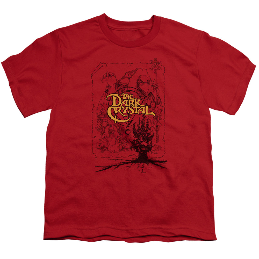 Dark Crystal - Poster Lines - Short Sleeve Youth 18/1 - Red T-shirt