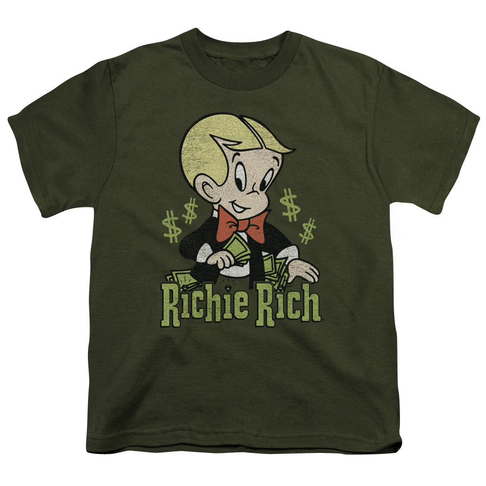 Richie Rich - Rich Logo - Short Sleeve Youth 18/1 - Military Green T-shirt