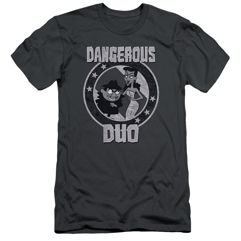 Rocky & Bullwinkle - Dangerous - Short Sleeve Adult 30/1 - Charcoal T-shirt