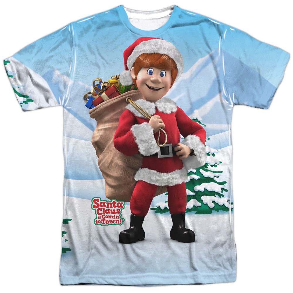 Santa Claus Is Comin To Town - Helpers - Short Sleeve Adult Poly Crew - White T-shirt