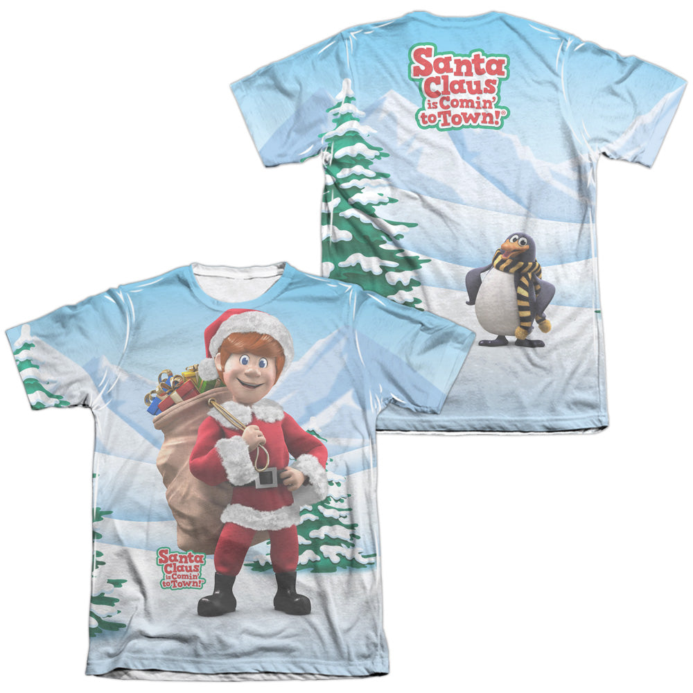 Santa Claus Is Comin To Town - Helpers (Front/back Print) - Adult Poly/cotton Short Sleeve Tee - White T-shirt