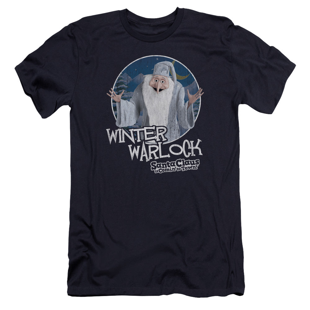 Santa Claus Is Comin To Town - Winter Warlock-premuim Canvas Adult Slim Fit 30/1 - Navy