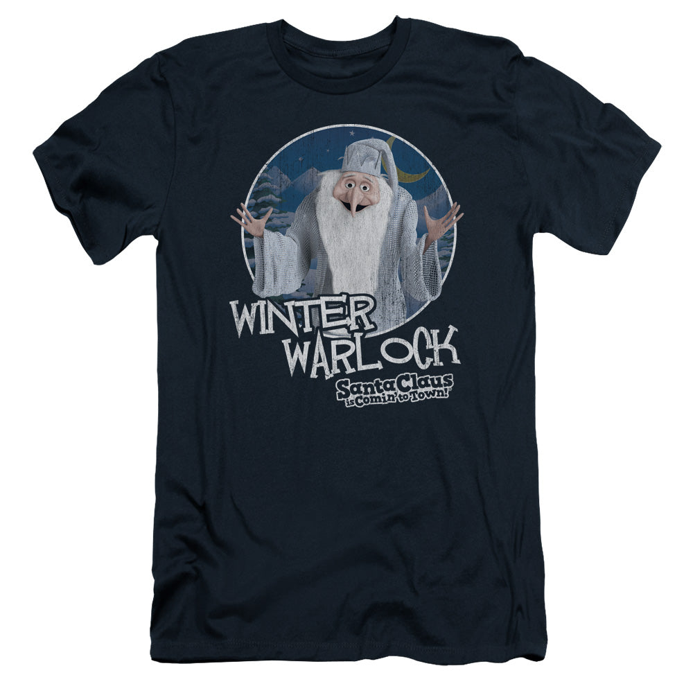 Santa Claus Is Comin To Town - Winter Warlock - Short Sleeve Adult 30/1 - Navy T-shirt