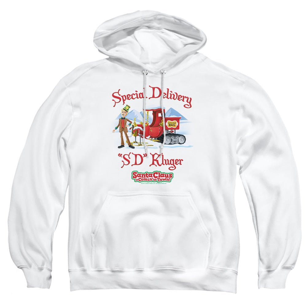 Santa Claus Is Comin To Town - Kluger - Adult Pull-over Hoodie - White