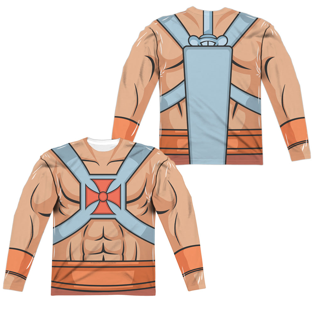 Masters Of The Universe - He Man Costumes (Front/back Print) - Long Sleeve Adult Poly Crew - White T-shirt
