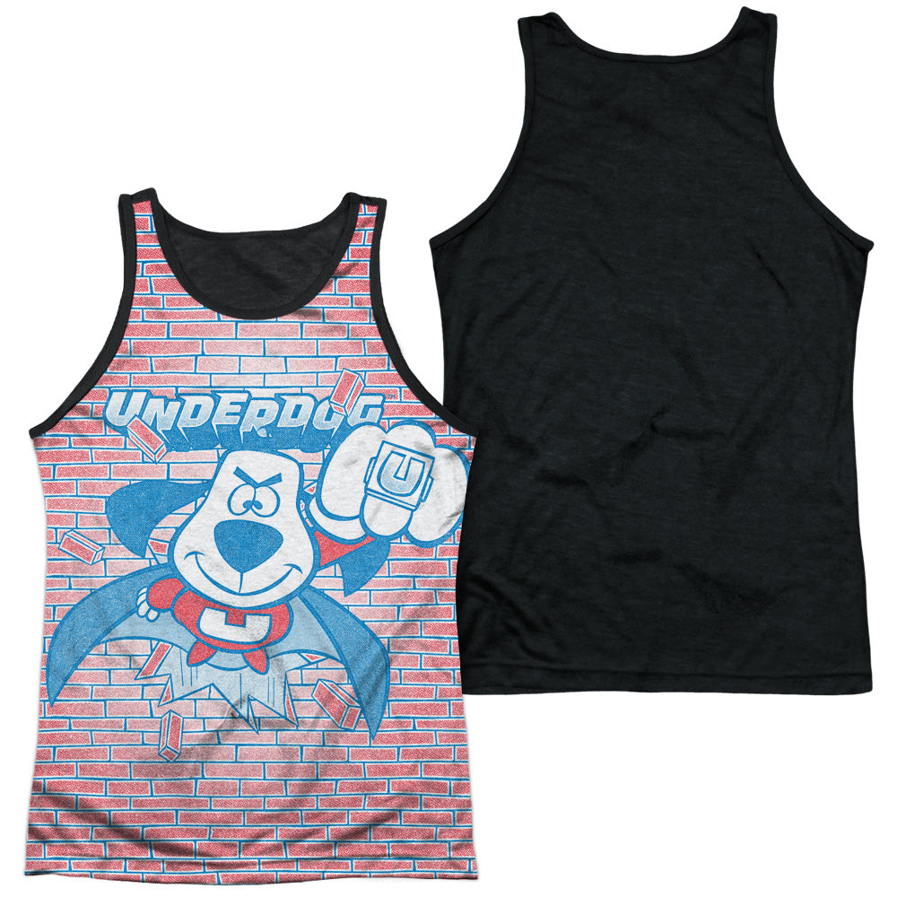 Underdog - Burst - Adult Poly Tank Top Black Back - White