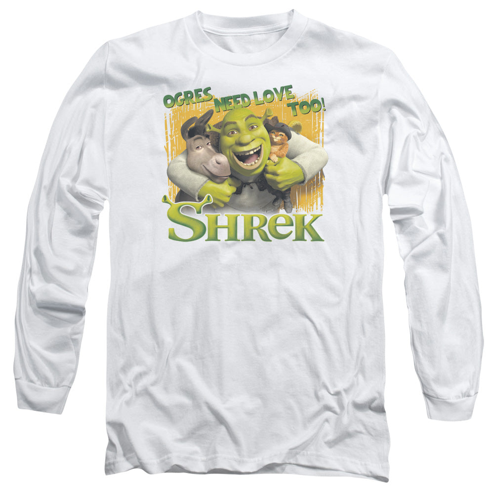Shrek - Ogres Need Love - Long Sleeve Adult 18/1 - White T-shirt