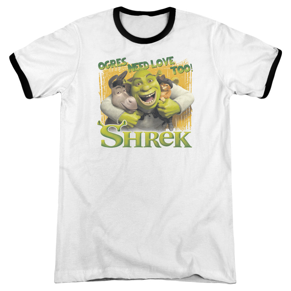 Shrek - Ogres Need Love - Adult Ringer - White/black