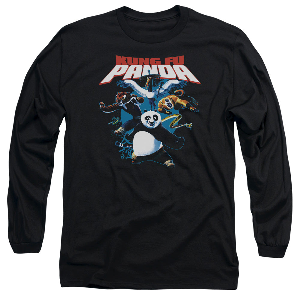 Kung Fu Panda - Kung Fu Group - Long Sleeve Adult 18/1 - Black T-shirt