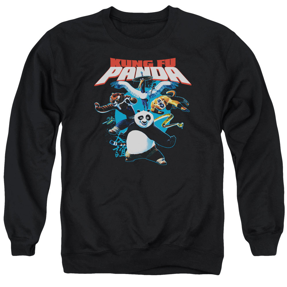 Kung Fu Panda - Kung Fu Group - Adult Crewneck Sweatshirt - Black