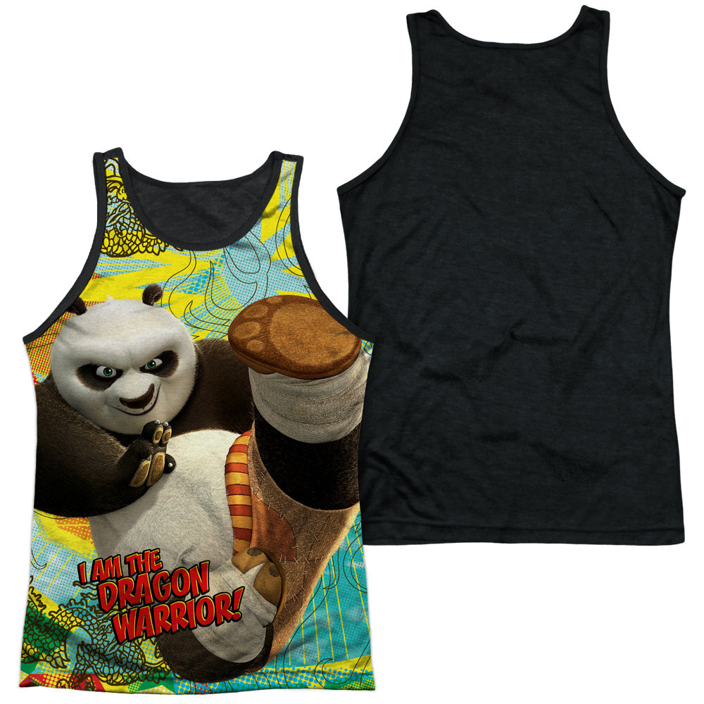 Kung Fu Panda - Dragon Warrior - Adult Poly Tank Top Black Back - White