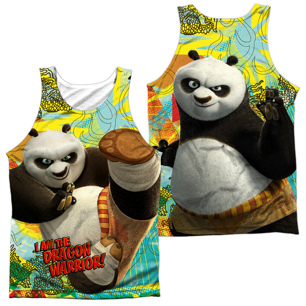 Kung Fu Panda - Dragon Warrior (Front/back Print) - Adult 100% Poly Tank Top - White