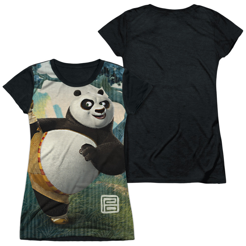Kung Fu Panda - Training - Short Sleeve Junior Poly Black Back - White T-shirt