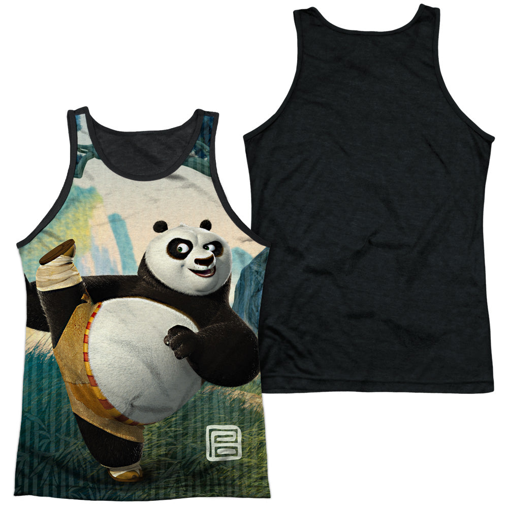 Kung Fu Panda - Training - Adult Poly Tank Top Black Back - White