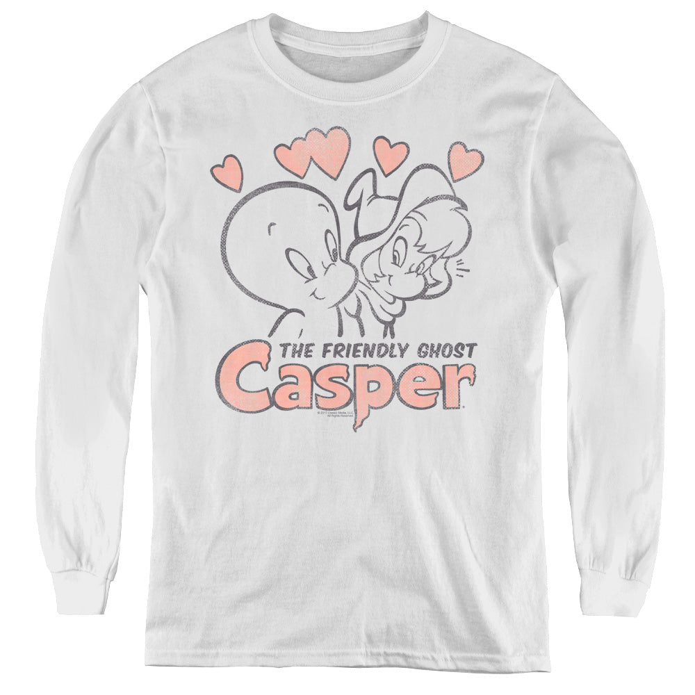 Casper - Hearts - Youth Long Sleeve Tee - White