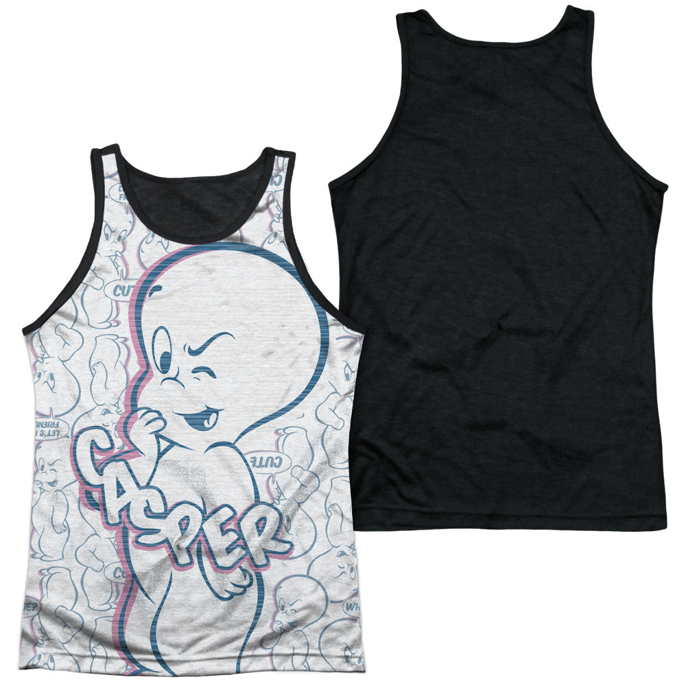 Casper - Friendly Ghost - Adult Poly Tank Top Black Back - White