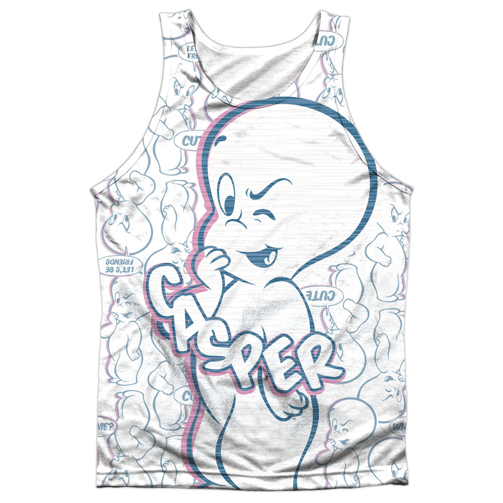 Casper - Friendly Ghost - Adult 100% Poly Tank Top - White