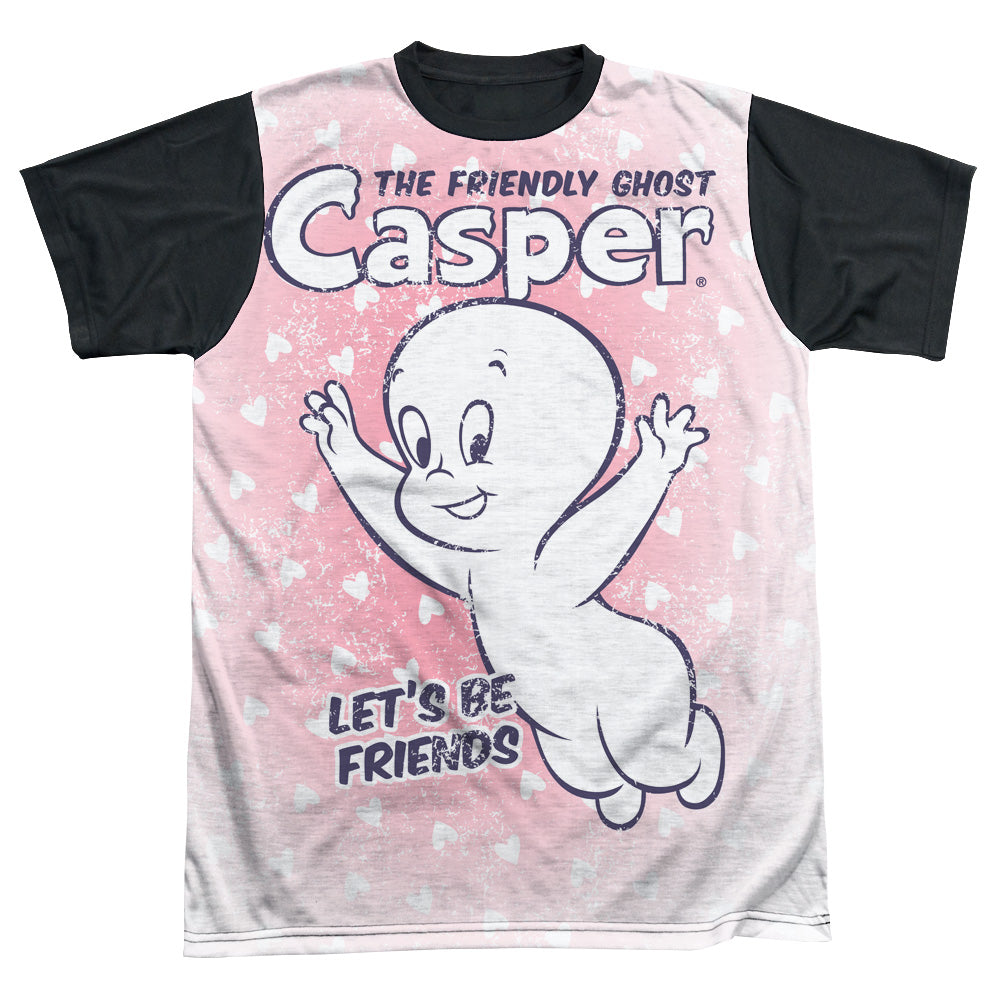 Casper - Lets Be Friends - Short Sleeve Adult White Front Black Back - White T-shirt