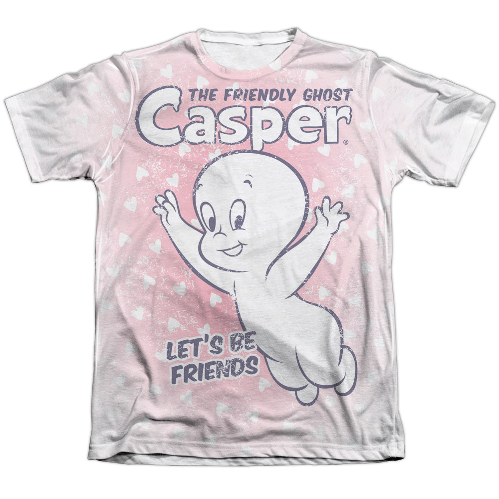 Casper - Lets Be Friends - Adult Poly/cotton Short Sleeve Tee - White T-shirt