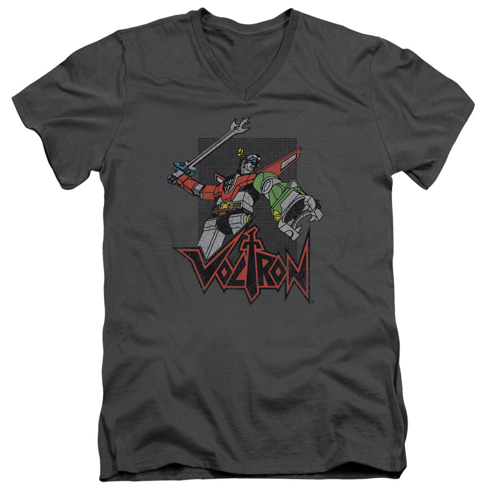 Voltron - Roar - Short Sleeve Adult V-neck 30/1 - Charcoal T-shirt