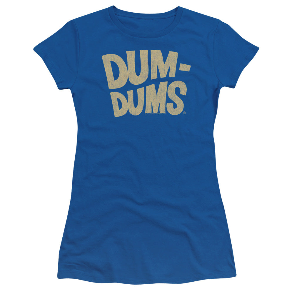 Dum Dums - Distressed Logo - Short Sleeve Junior Sheer - Royal Blue T-shirt