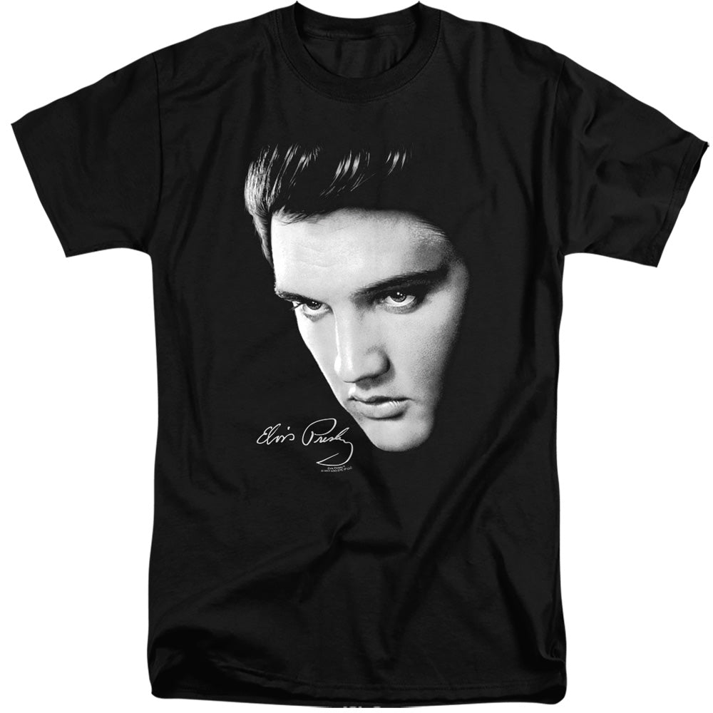 Elvis Presley - Face - Short Sleeve Adult Tall - Black T-shirt